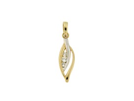 Hanger fantasie blad geelgoud zirkonia 