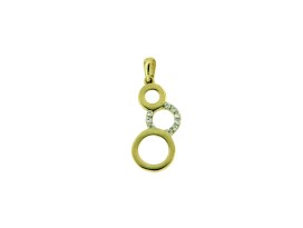 Hanger fantasie 3x open cirkel geelgoud zirkonia