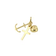 Hanger geloof, hoop, liefde geelgoud 10 mm