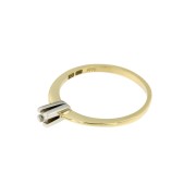 Solitairring bicolorgoud 4 poot met zirkonia 0,05 ct