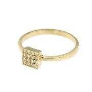 Ring 100 vierkant zirkonia geelgoud 