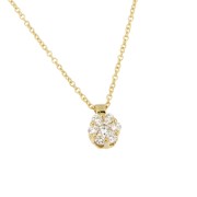 Collier diamant bloem hanger inclusief collier 42-45 cm HSI 0,10 ct geelgoud