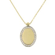 Collier Graveerplaat met zirkonia 42 - 45 cm geelgoud