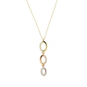Collier Drie Hangers Ovaal zirkonia tricolor