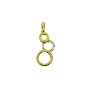 Hanger fantasie 3x open cirkel geelgoud zirkonia 19 mm