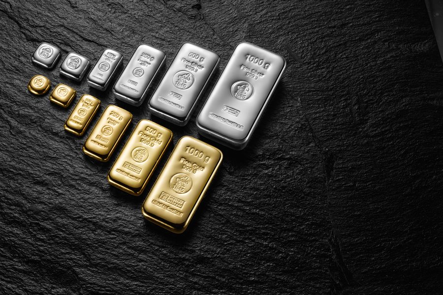 Goud en zilver baren